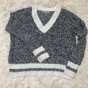 Cozy Casual V-Neck Varsity Sweater S/M